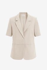 Womens Beige Casual Short Sleeve Blazer 2
