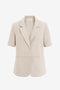 Womens Beige Casual Short Sleeve Blazer 2