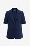 Womens Dark Blue Casual Short Sleeve Blazer 2