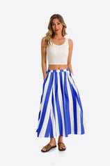 Womens Blue Summer Striped Maxi Skirts