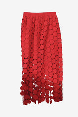Cicy Bell Womens Red Hollow Out Maxi Skirts