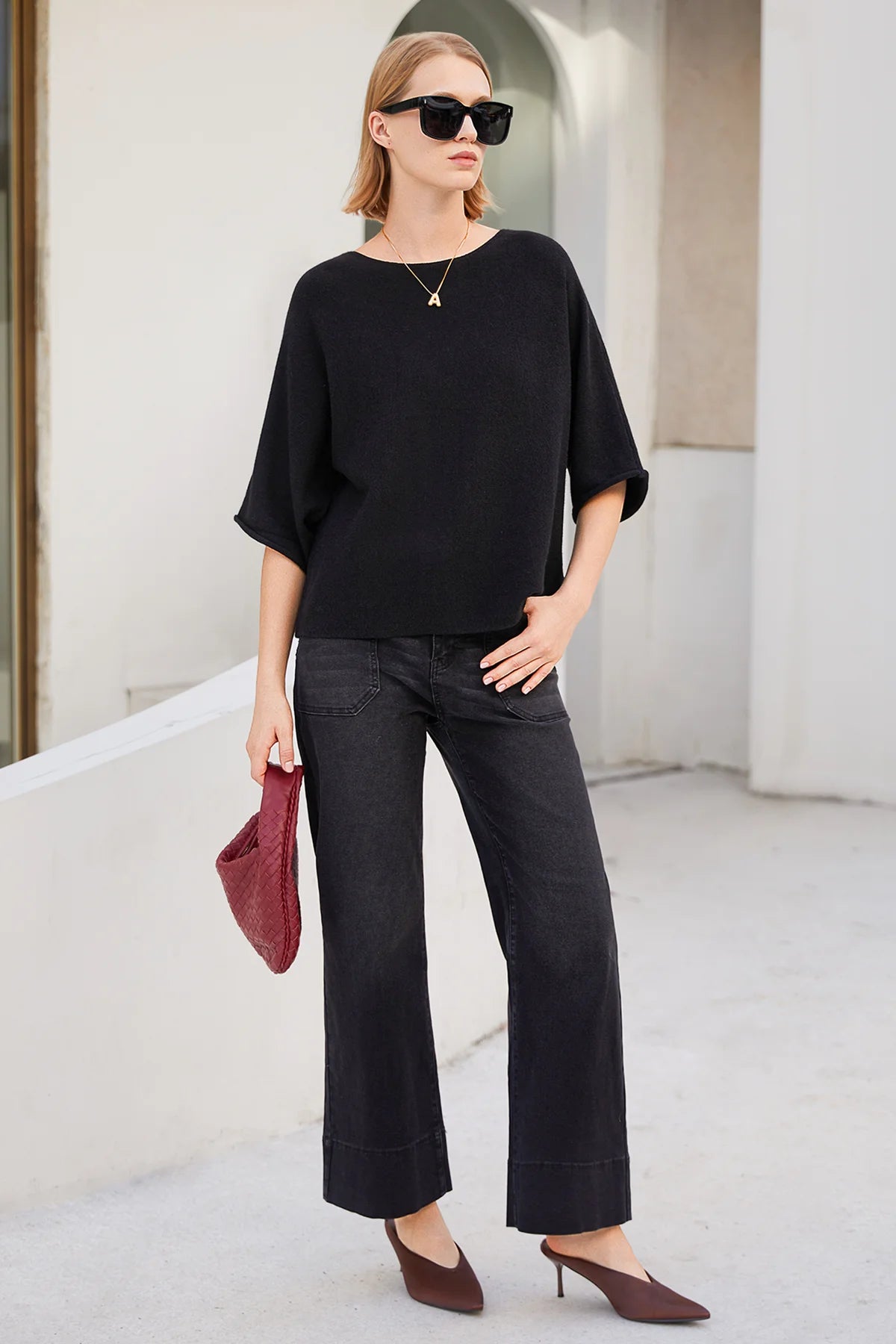 Cicy Bell Womens Black Wide Leg Jeans