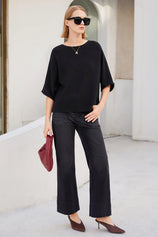 Cicy Bell Womens Black Wide Leg Jeans