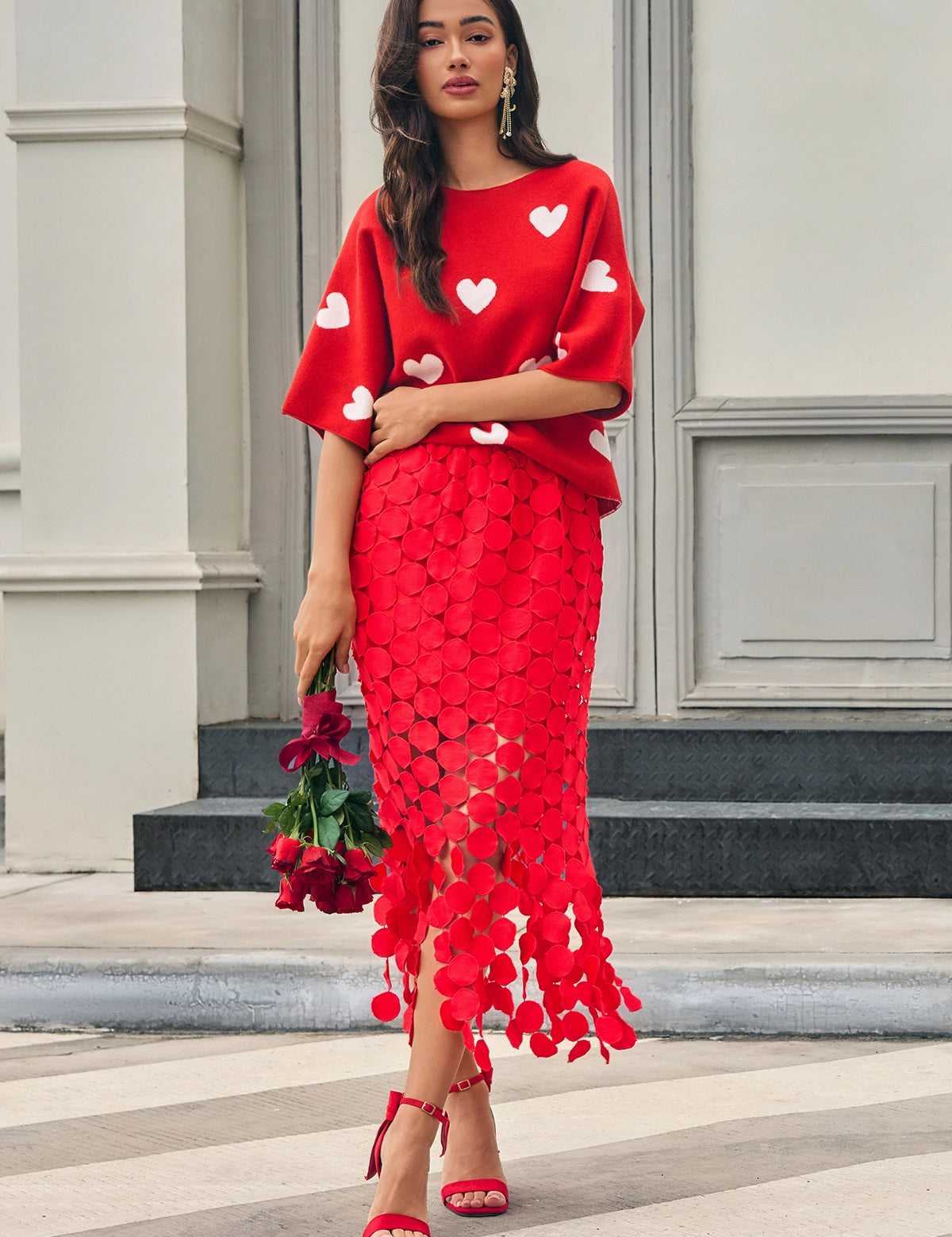 Cicy Bell Womens Red Hollow Out Maxi Skirts 1