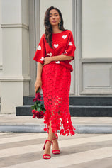 Cicy Bell Womens Red Hollow Out Maxi Skirts 1