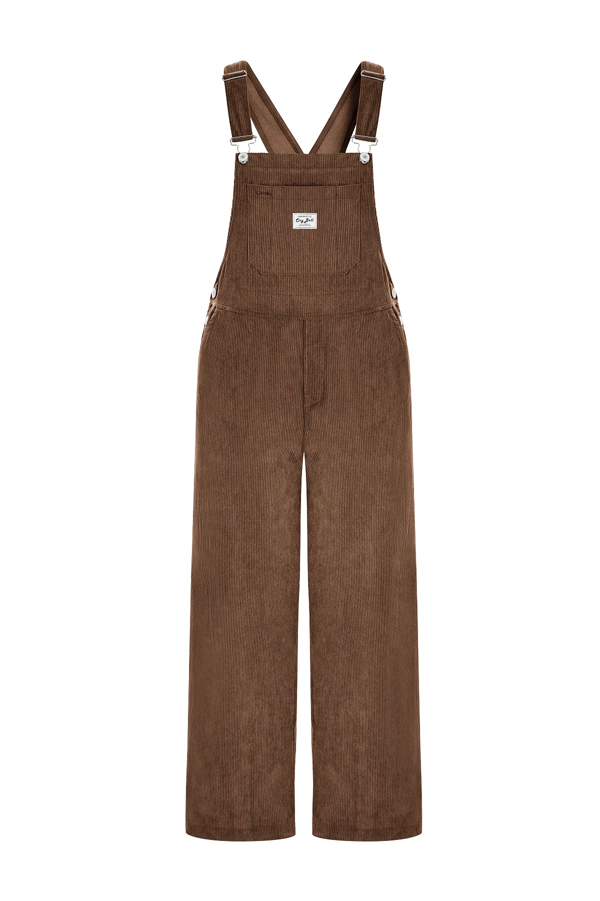 Cicy Bell Womens Coffee Corduroy Bib Overalls