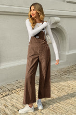 Cicy Bell Womens Coffee Corduroy Bib Overalls