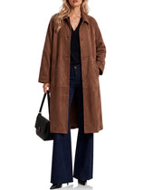 Womens Faux Suede Trench Coat Collared Jacket | Cicy Bell