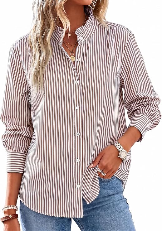 Womens Coffee Oversized Button Down Shirts| CicyBell