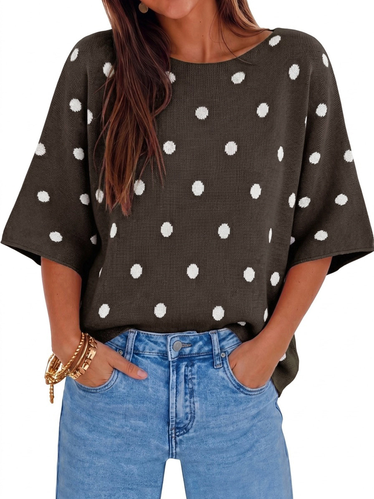 Womens Coffee Short Sleeve Sweaters | CicyBell