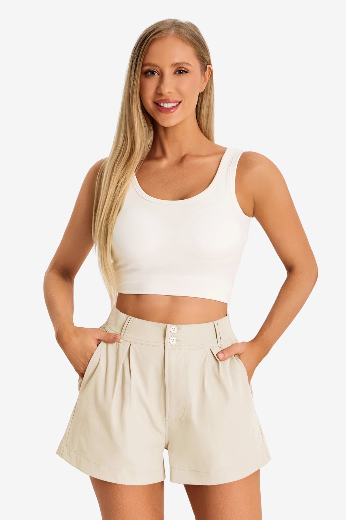 Womens Apricot High Waisted Shorts 1