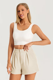 Womens Apricot High Waisted Shorts 3