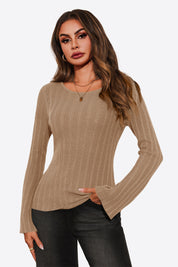 Womens Apricot Long Sleeve Knit Tops 1