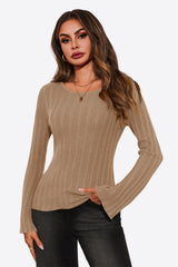 Womens Apricot Long Sleeve Knit Tops | CicyBell
