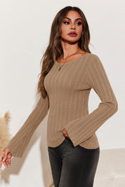 Womens Apricot Long Sleeve Knit Tops 2