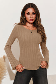 Womens Apricot Long Sleeve Knit Tops 3