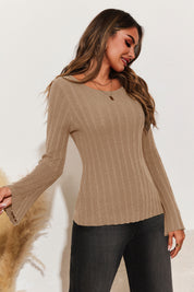 Womens Apricot Long Sleeve Knit Tops | CicyBell