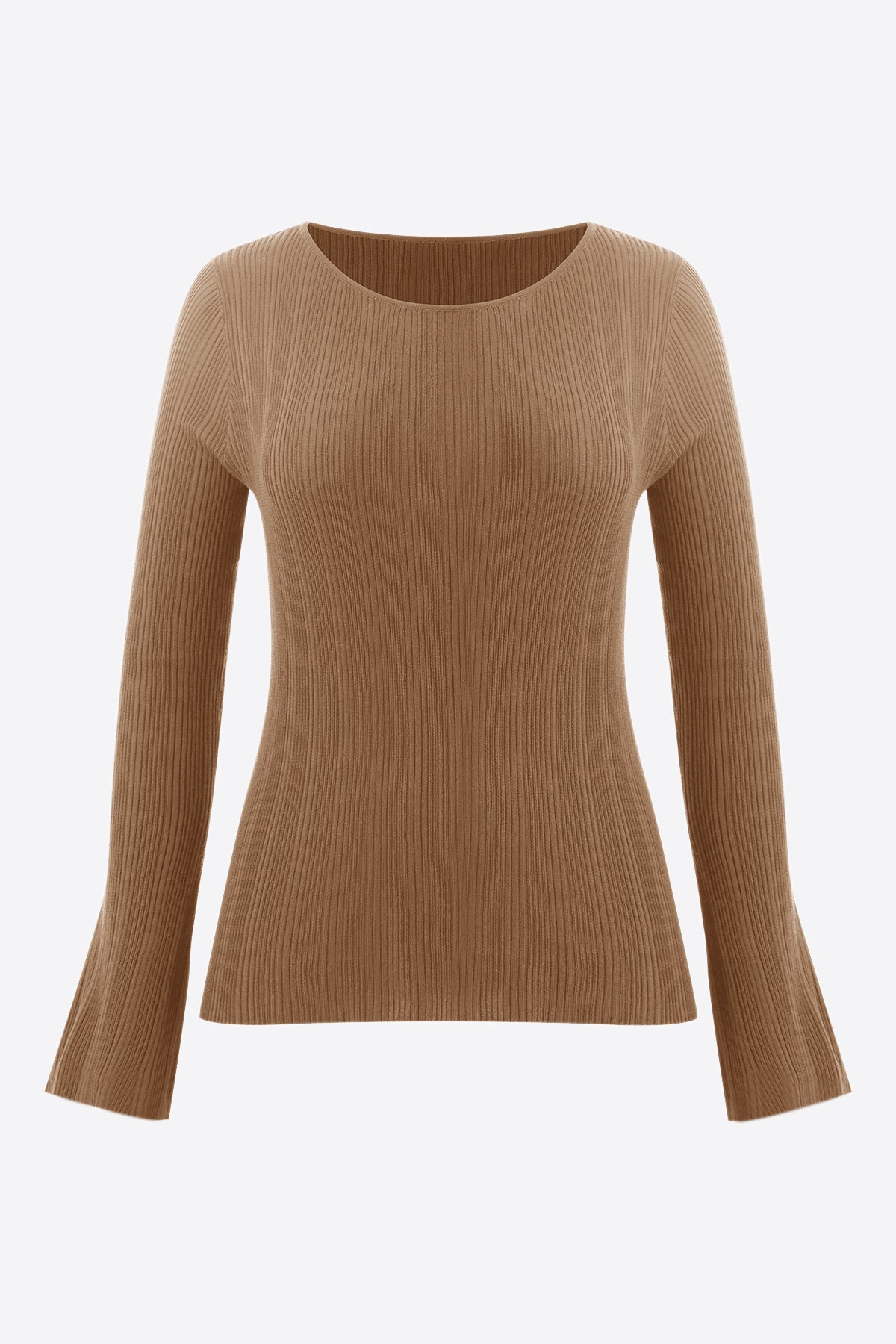 Womens Apricot Long Sleeve Knit Tops | CicyBell