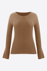 Womens Apricot Long Sleeve Knit Tops | CicyBell