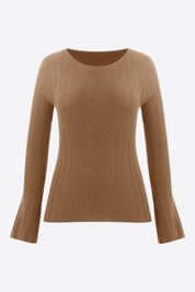 Womens Apricot Long Sleeve Knit Tops | CicyBell