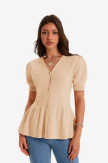 Womens Apricot Knit Sweaters 1