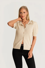 Apricot Ruffle Peter Pan Collar Cardigan Sweater 3