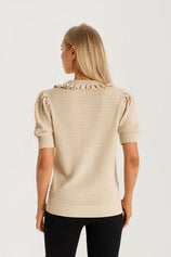 Cicy Bell Apricot Ruffle Peter Pan Collar Cardigan Sweater