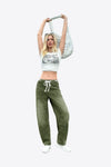 Womens Army Green Wide Leg Jeans 1