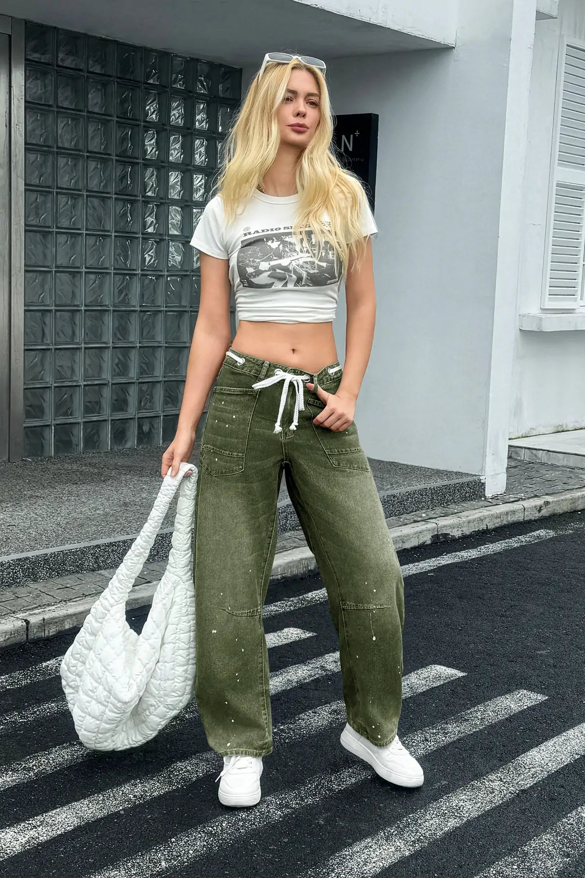 Womens Army Green Straight Leg Jeans | CicyBell