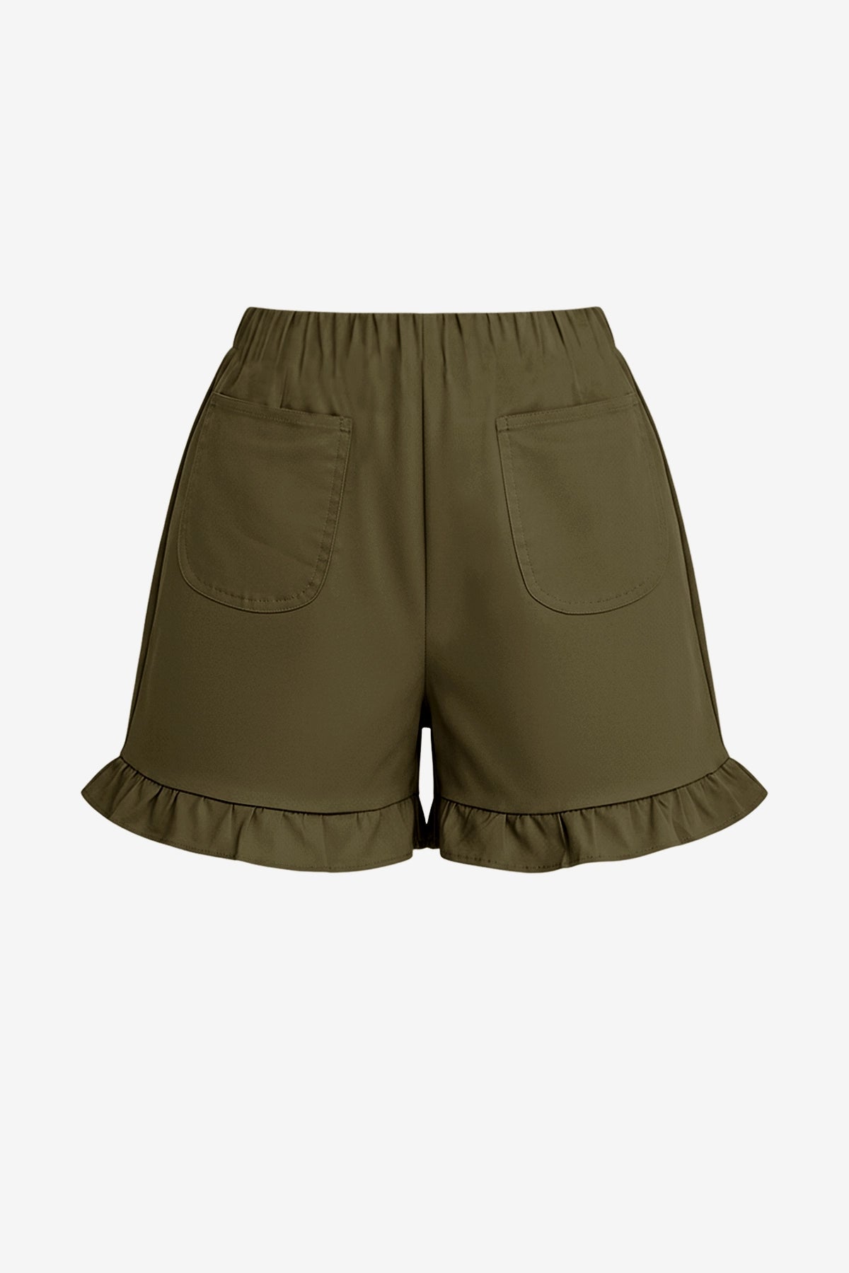 Womens Army Green Summer Ruffle Shorts | CicyBell