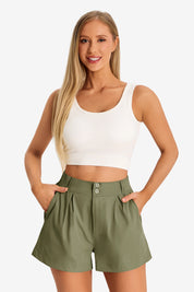 Womens Army Green High Waisted Shorts 2