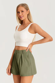 Womens Army Green High Waisted Shorts | CicyBell