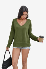 Womens Army Green Long Sleeve T Shirts 1