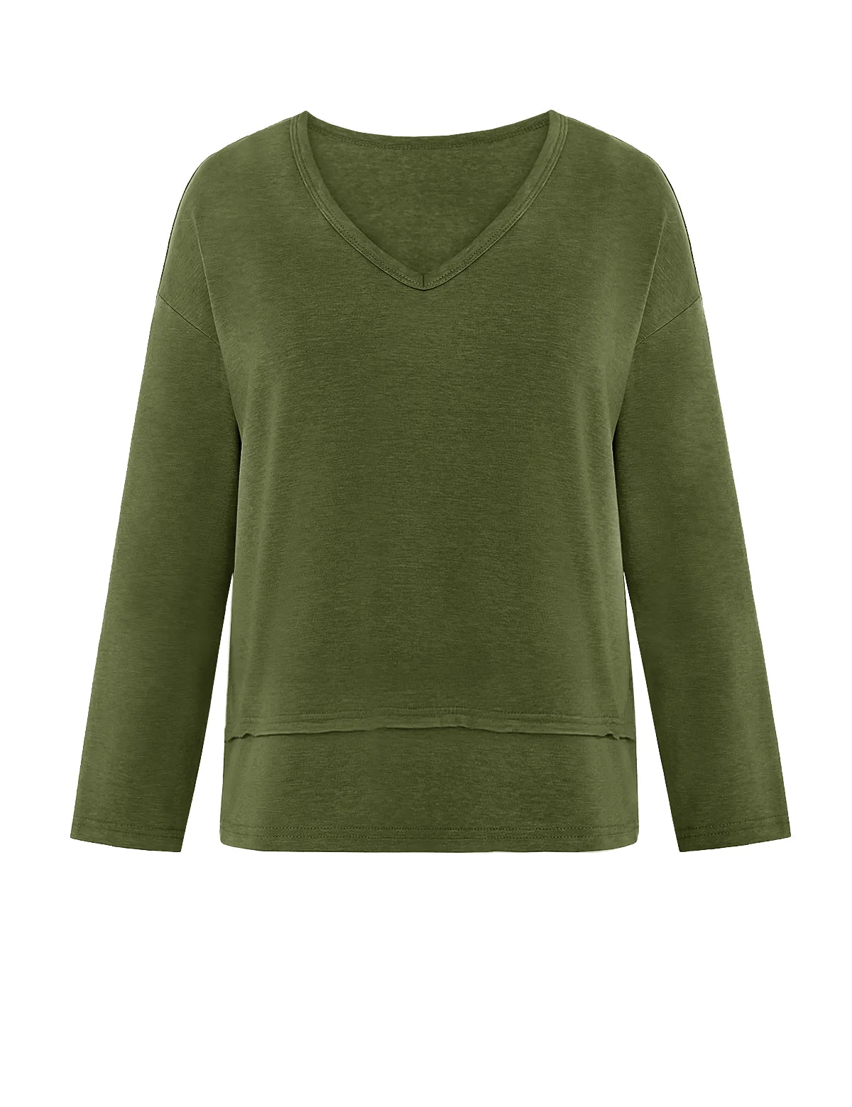 Womens Army Green Long Sleeve T Shirts 3