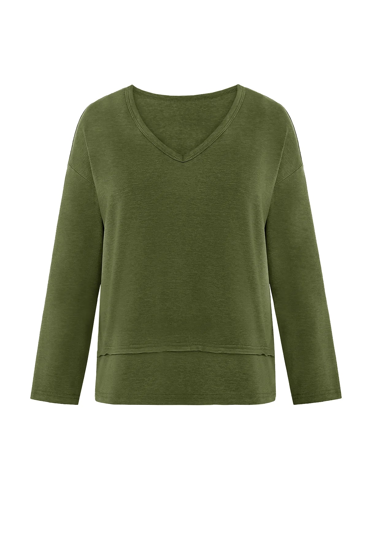 Womens Army Green Long Sleeve T Shirts 3
