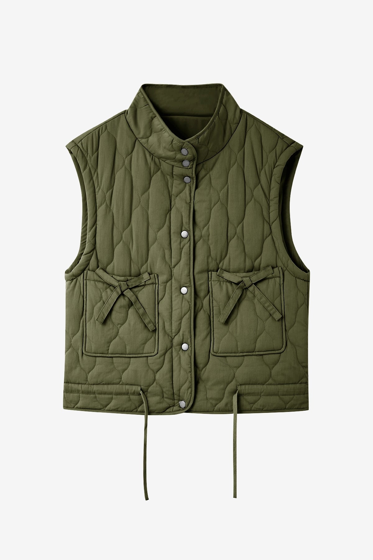 Womens Army GreenPuffer Quilted Vest | CicyBell