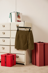 Cicy Bell Womens Army Green Corduroy Mini Skirt