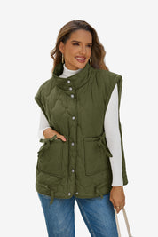 Womens Army GreenPuffer Quilted Vest 1