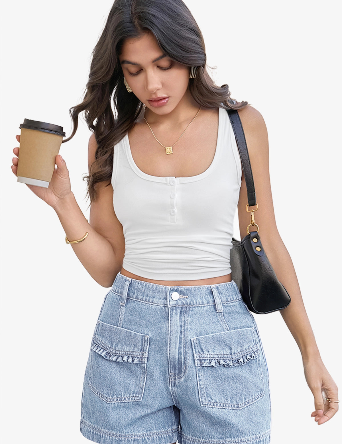 Womens Baby Blue Elastic High Waisted Jean Shorts 1