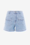 Womens Baby Blue Elastic High Waisted Jean Shorts 2