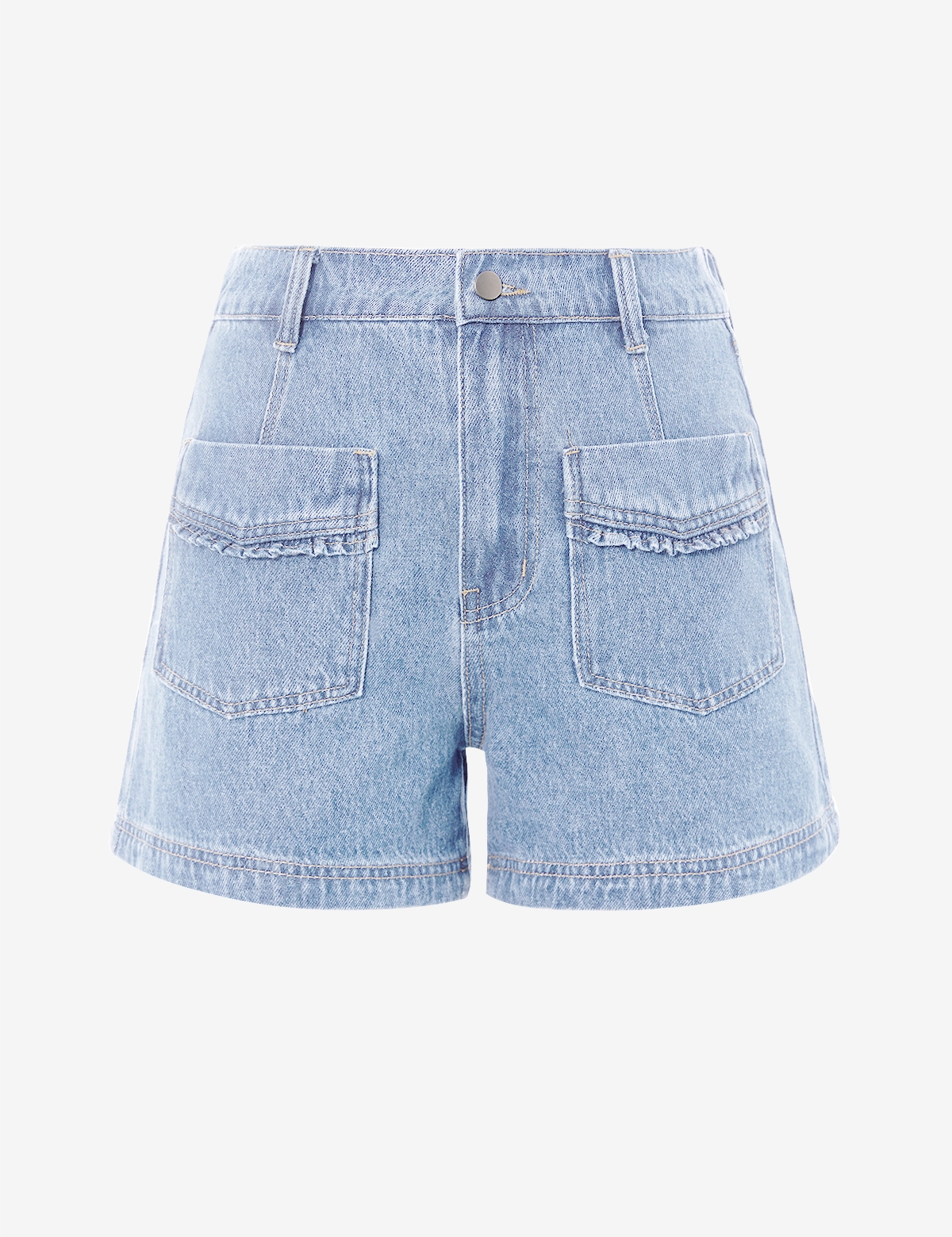 Womens Baby Blue Elastic High Waisted Jean Shorts 2