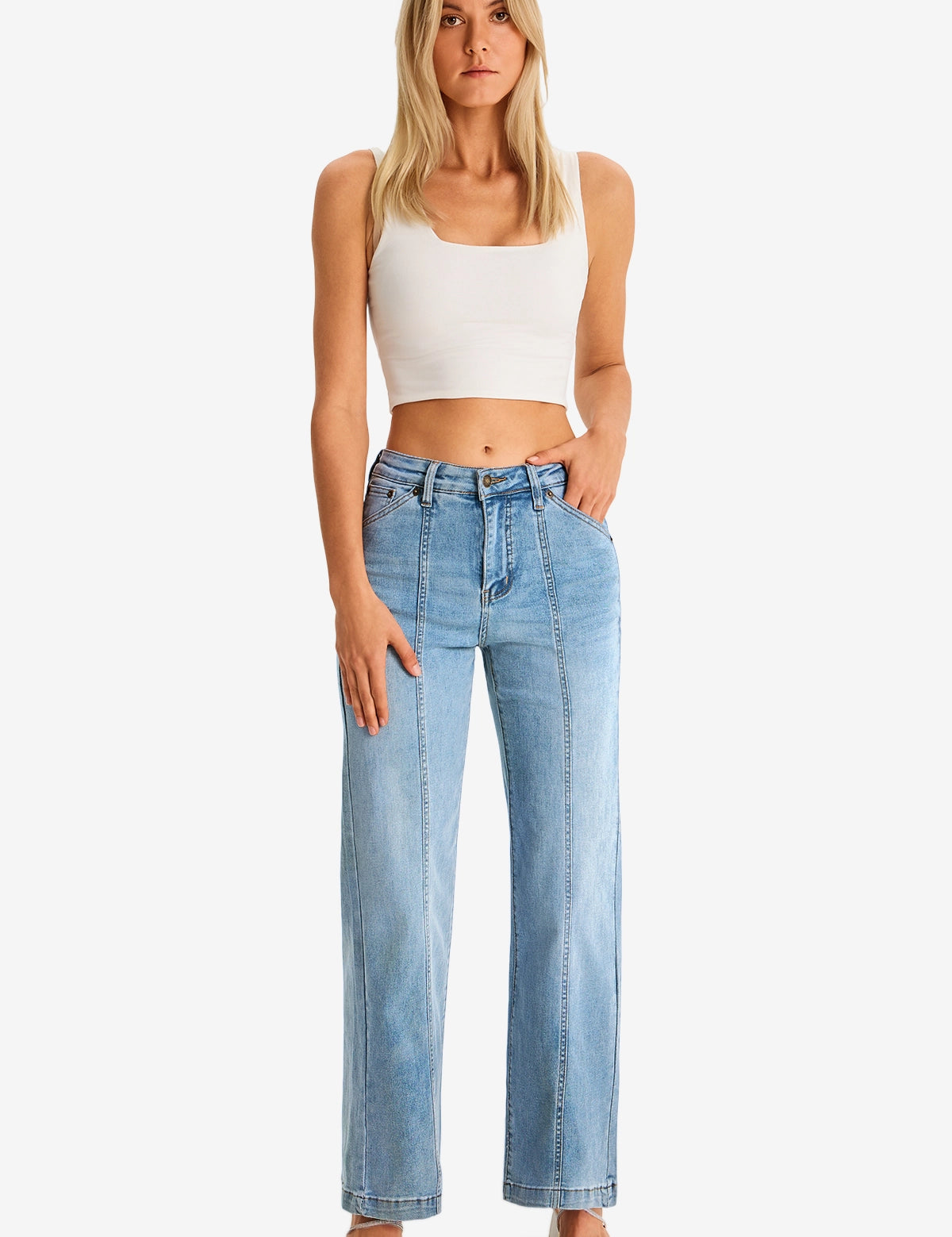 Womens BabyBlue Wide Leg Jeans