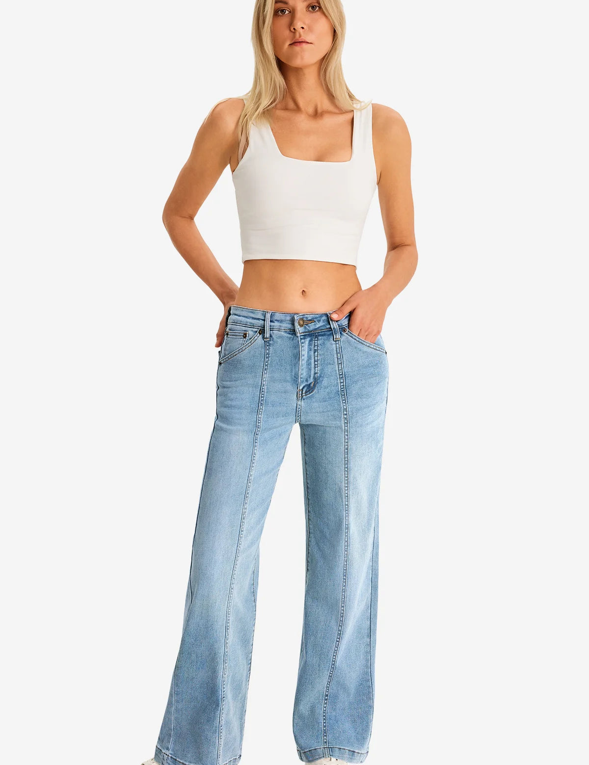 Womens BabyBlue High-Waisted Jeans
