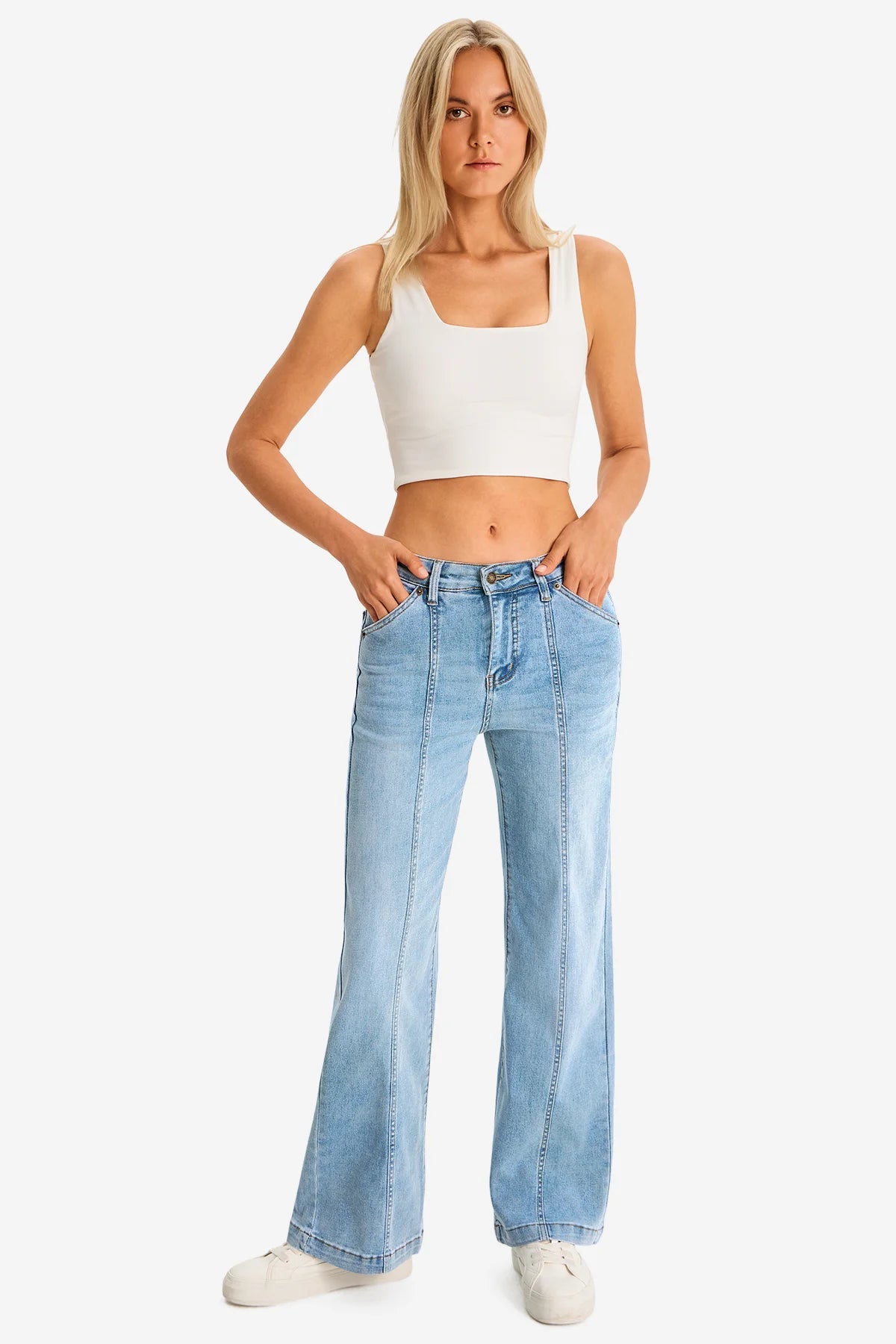 Womens Baby Blue Wide Leg Jeans | CicyBell