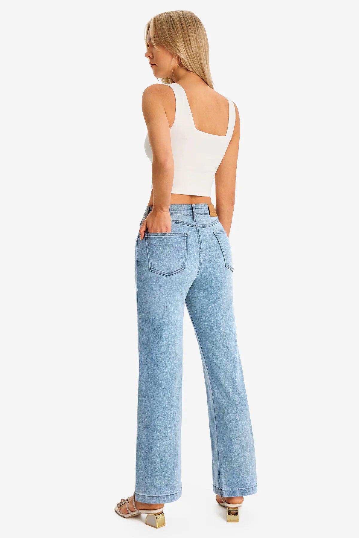 Womens Baby Blue Wide Leg Jeans | CicyBell