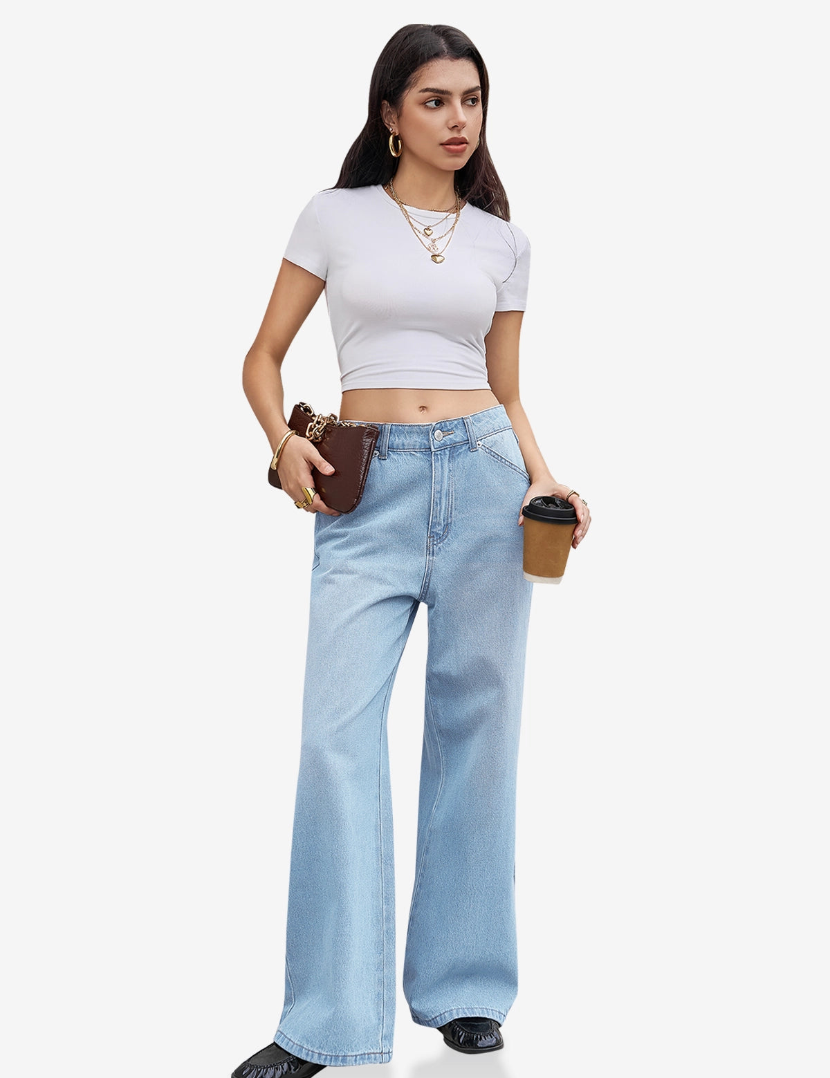 Womens BabyBlue Wide Leg Jeans