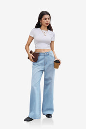 Womens BabyBlue Wide Leg Jeans