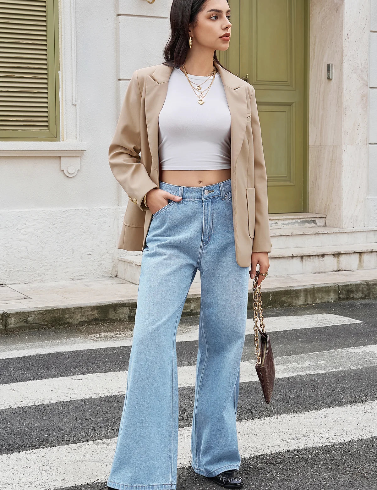 Womens BabyBlue Loose Fit Jeans