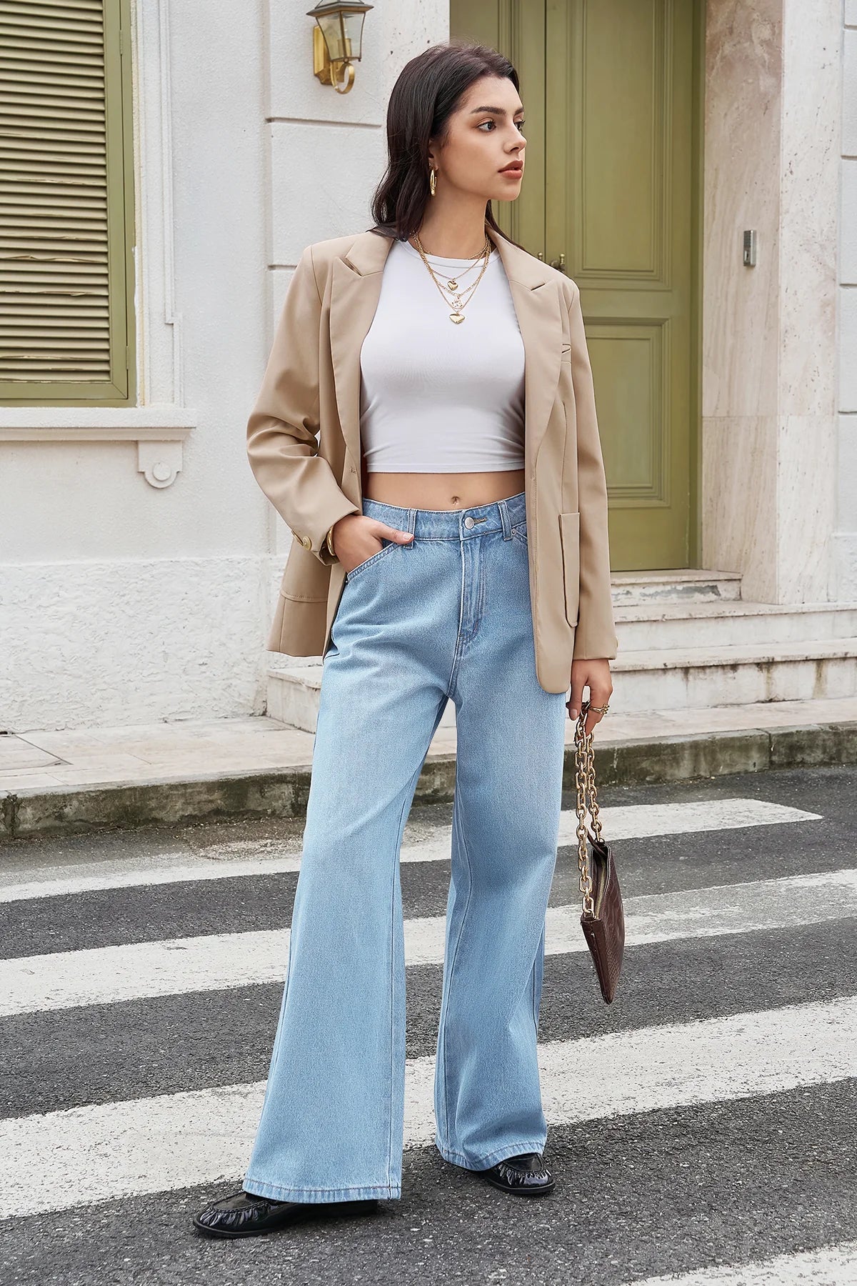 Womens BabyBlue Loose Fit Jeans