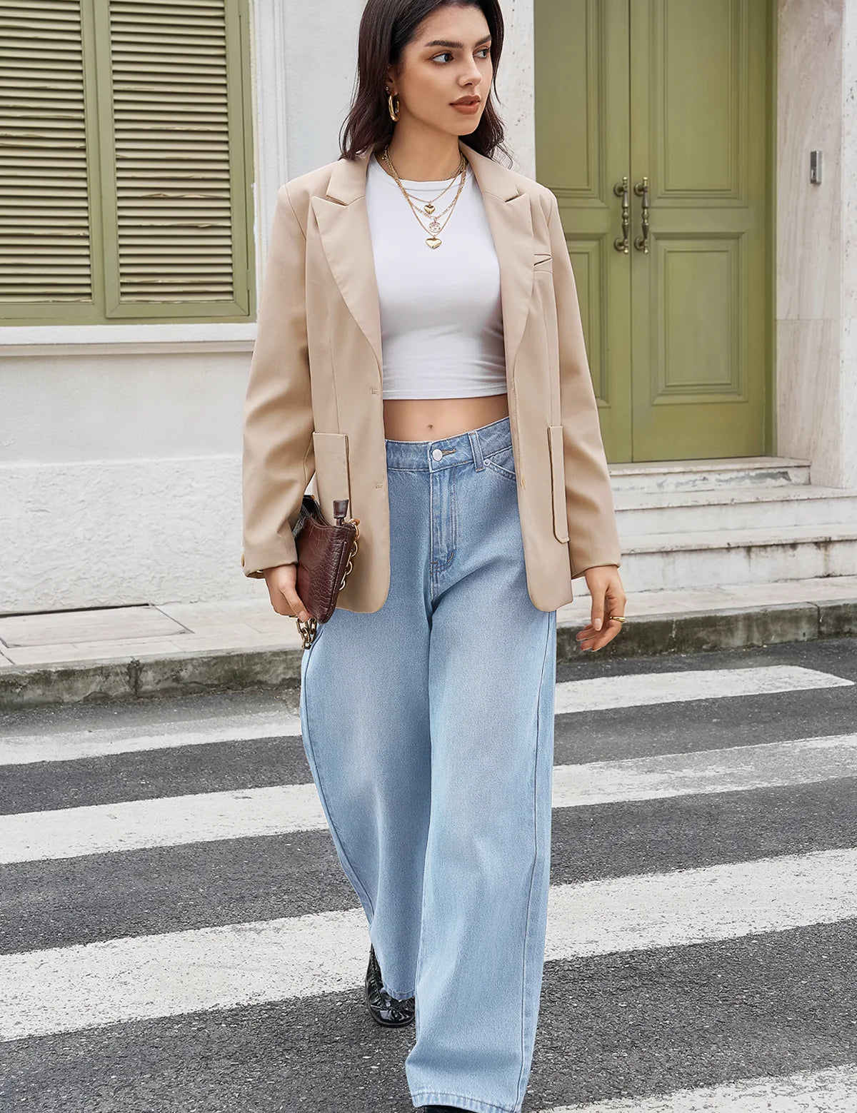 Womens BabyBlue High-Waisted Jeans